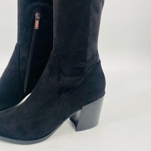 Marc Fisher Size 6M Black Over the Knee Suede Cathi Boot Pointed Toe Heeled - Picture 4 of 12
